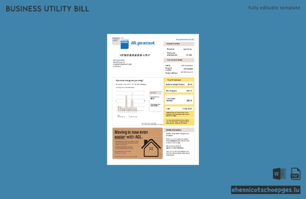 Australien AGL Gas-Geschäftsrechnung Version 2 – Beispielvorschau